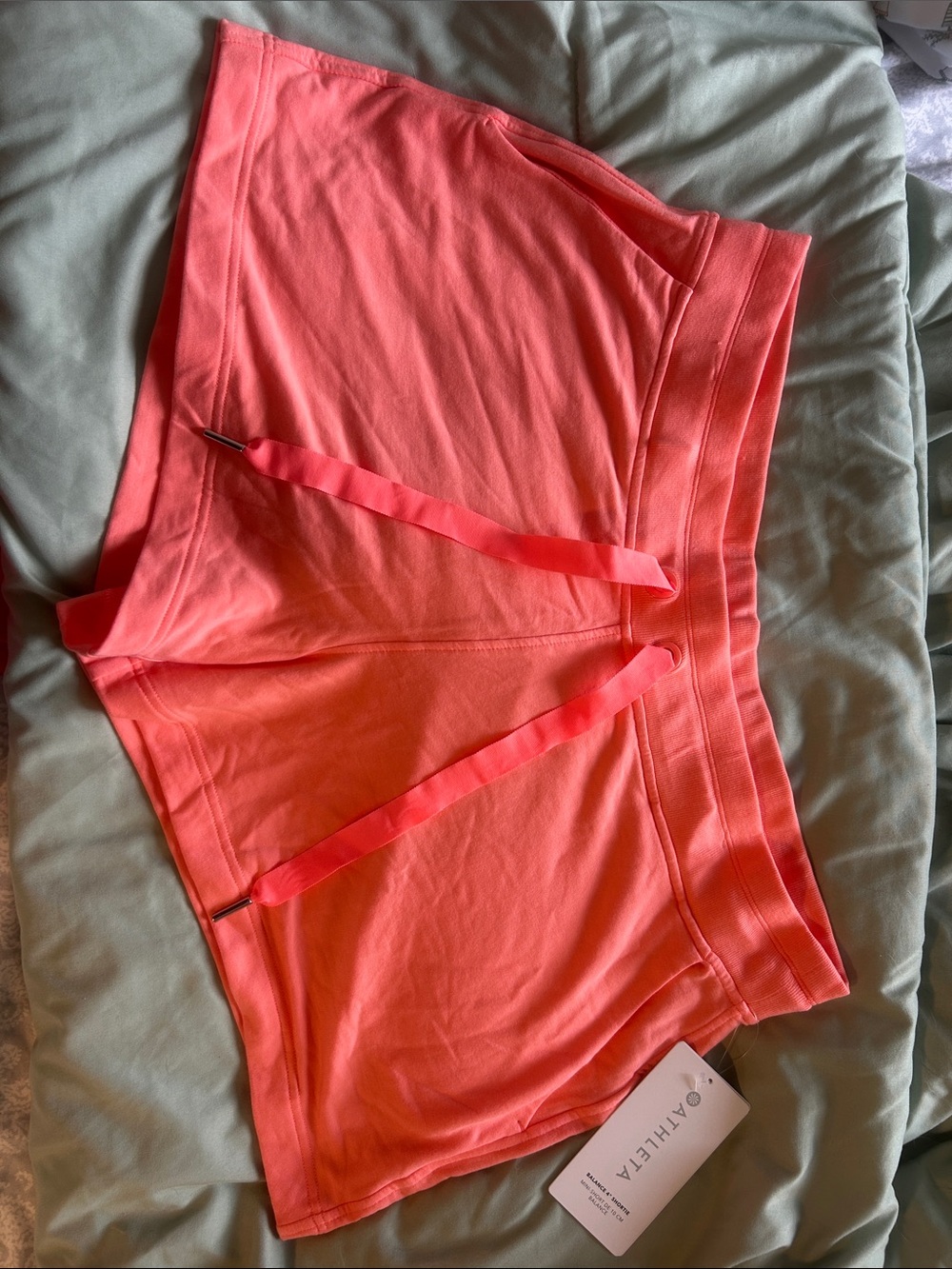 Athleta Bright Coral Drawstring Lounge Shorts Balance 4” Shortie